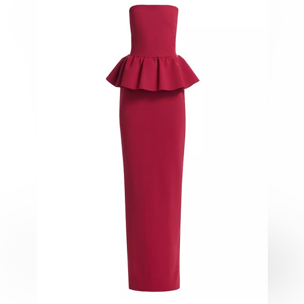 Chiara Boni La Petite Robe Panthea Strapless Peplum Gown